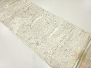 引箔寺院風景模様織出し袋帯